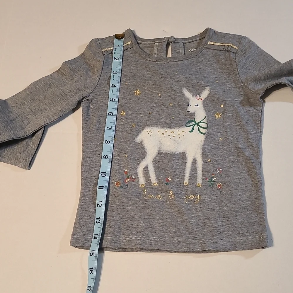 Carters Cute Festive Girls Reindeer Shirt With Glitter NWT Size 3/3T